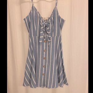 Blue and white striped dress